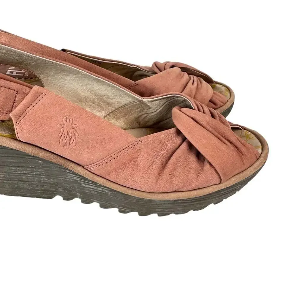 Fly London Womens Yakin Slingback Wedge Sandals Leather Platform EU 41